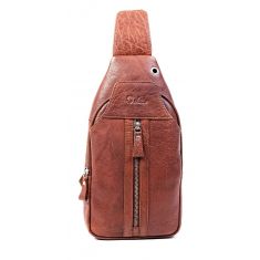 Leather Men's Chest Bag - Travel Bag - Bikers Bag -Anti-Theft Bag - Oxhide 10026 Brown