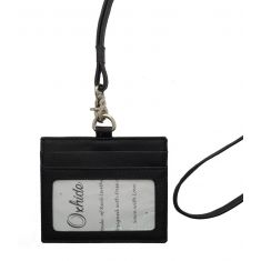Oxhide Leather Lanyard / ID card holder Lanyard /Wallet/Leather -4164LS - BLACK