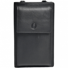 Lady Long Wallet Black - Real Leather Phone Bag - Sonny - Top Grain Leather -OXHIDE J0056 Black